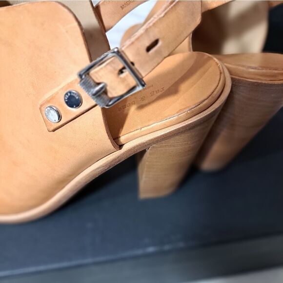 NIB Rag & Bone Wyatt Leather Sling Back Sandals In Sand - Picture 8 of 16